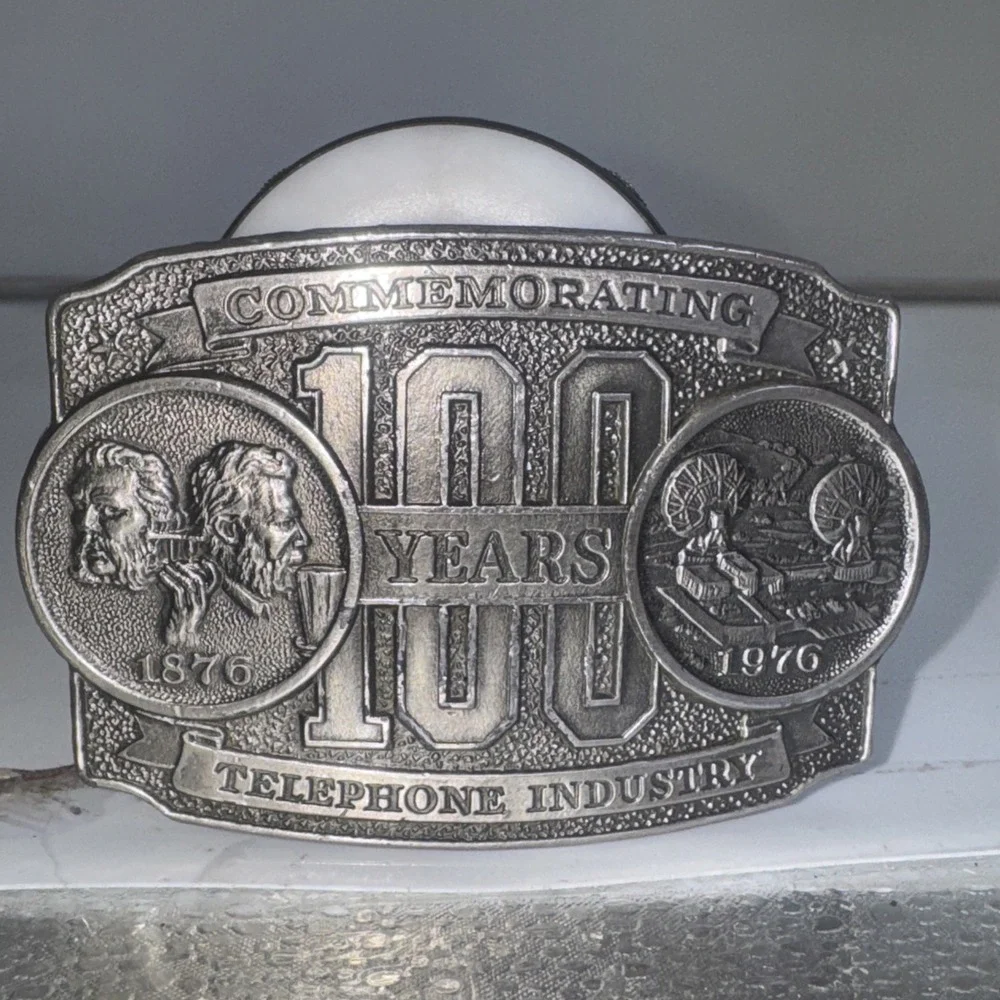 Telephone Industry 100 Year 1876 1976 Commemorative Belt Buckle Vtg Lewis.TWY446